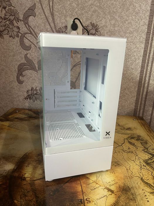 Корпус акваріум для ПК загартоване скло білий mATX mini-ITX