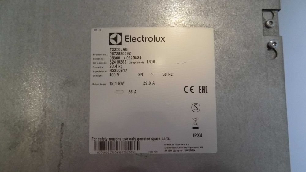 Secador Electrolux Ind. Lagoon 20 Kg