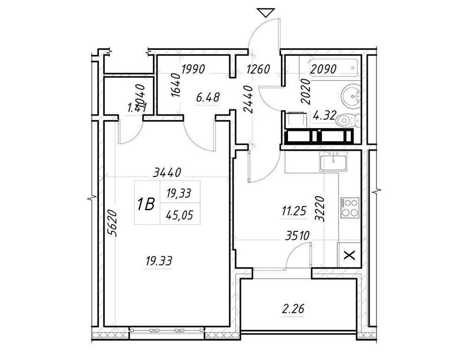 1-комнатная квартира по адресу (площадь 45,1 м²) - Atlanta.ua - фото 11