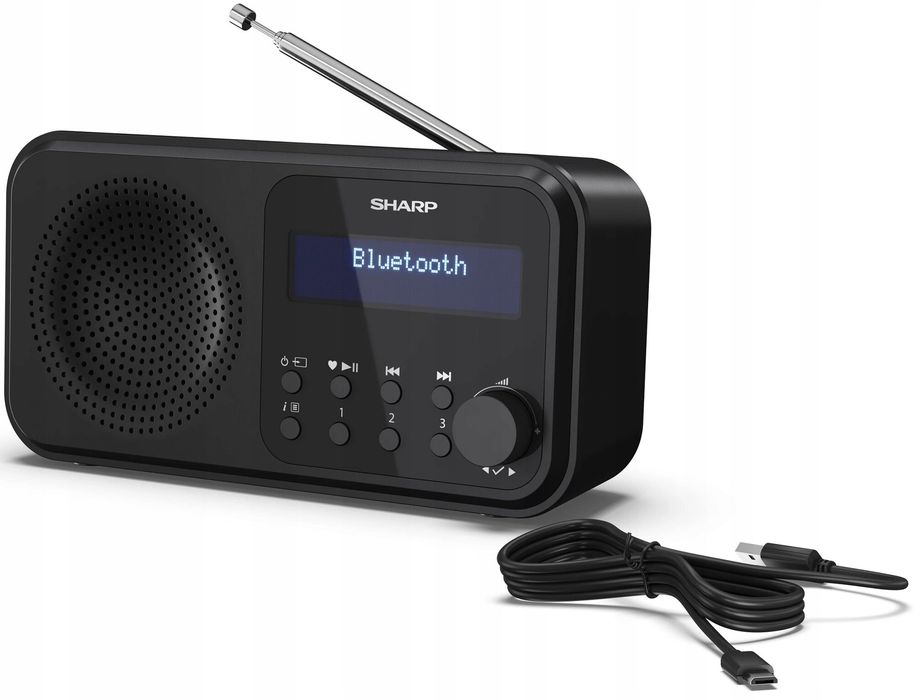 outlet radio sieciowo-bateryjne bluetooth dab+ fm sharp dr-p420 czarny