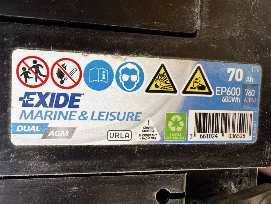 Bateria Exide AGM 70Ah (Autocaravana / Barco / Solar)