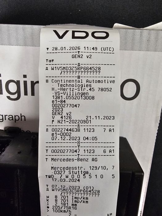 Tachografy VDO 4.1 z impulsatorem oryginalne Mercedesa 12V