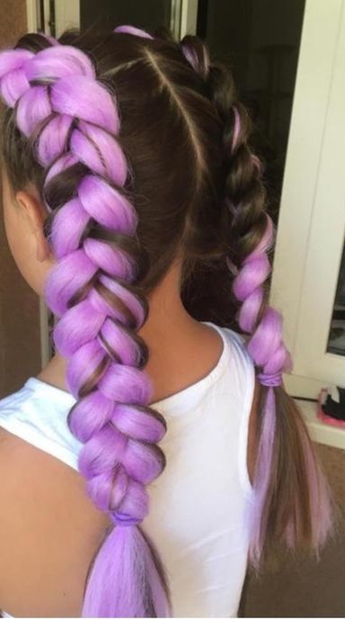 Яркие канекалоны для волос, голубой и фиолетовый цвет, 2 шт