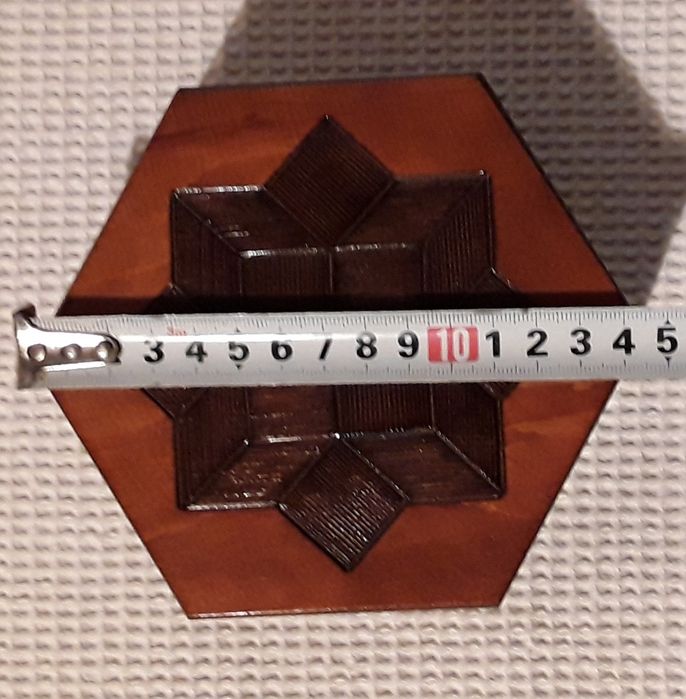 Conjunto 3 caixas de madeira vintage hexagonal em marchetaria