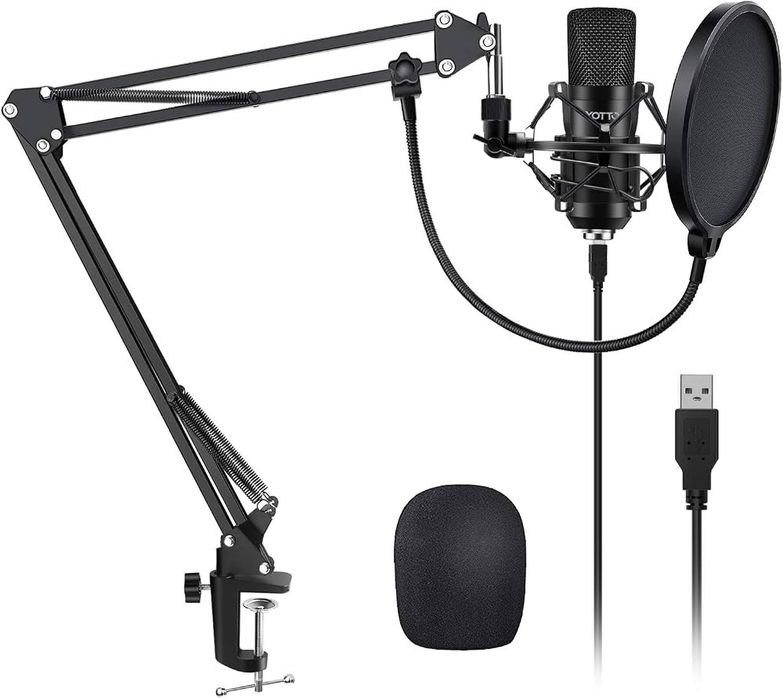 Студійний USB мікрофон YOTTO + стійка-пантограф, поп-фільтр, павук | 192kHz/24bit, кардіоїда | новий, для стрімерів та блогерів