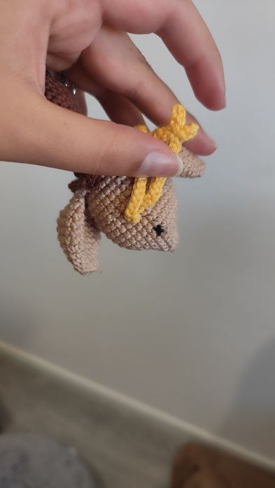 Porta-chaves galinha em crochet
