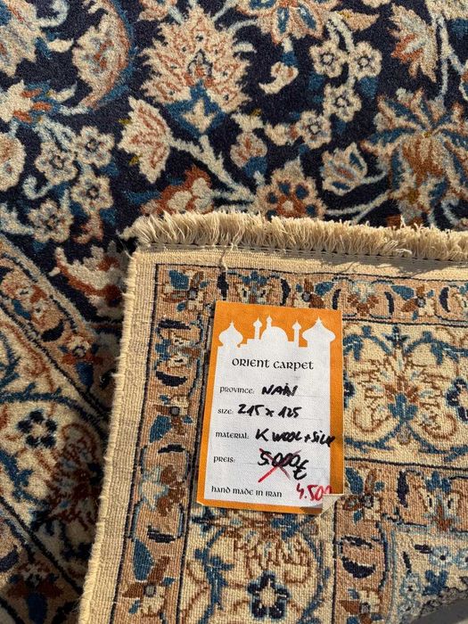 Dywan Perski Kaszmirowy + Jedwab Iran Nain 215x125 sklep 20 tyś