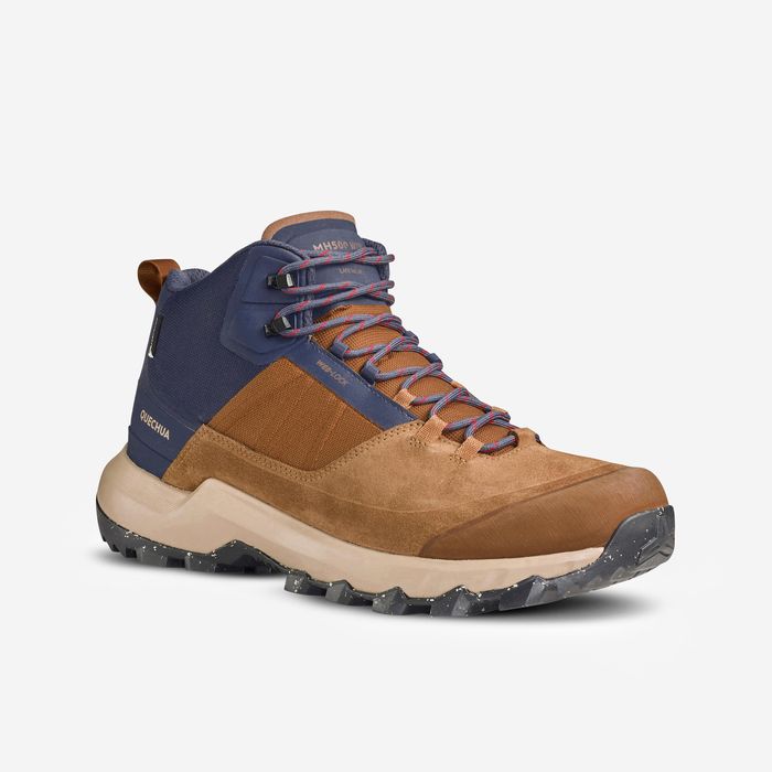 Botas impermeáveis de caminhada na montanha mh500 Mid homem Castanho