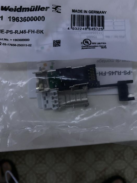 Weidmüller IE-PS-RJ45-FH-BK Роз'єм RJ45, не вимагає інструменту