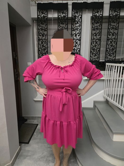 Sukienka Fuksjowa Święta Sylwester Plus Size
