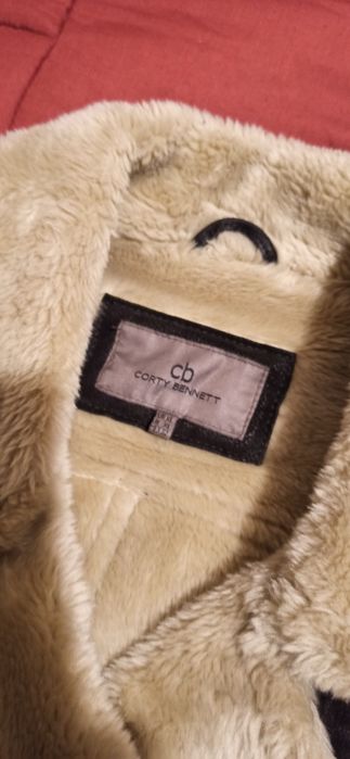 Casaco estilo aviador em pele verdadeira