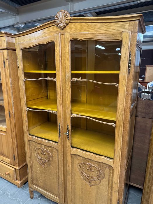 Witryna drewniana Ludwik biblioteka dębowa gablota drewniana