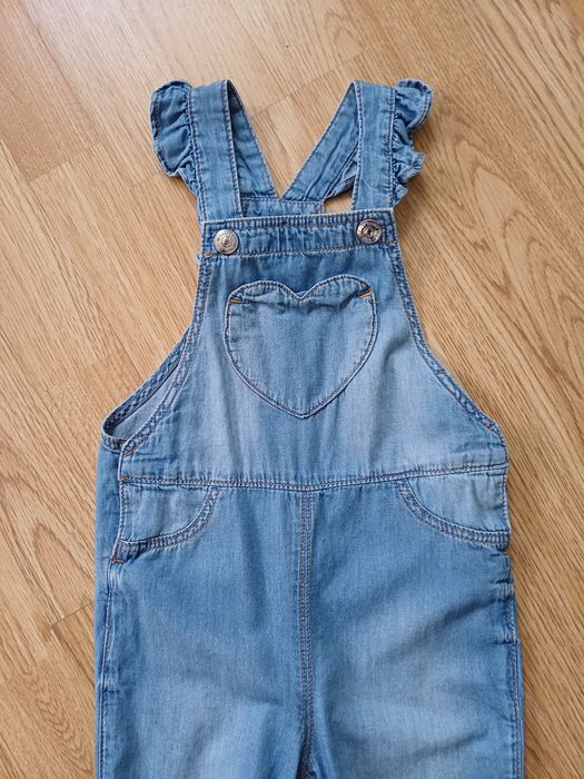 Ogrodniczki H&M jeansowe 86 + sweterek rozpinany