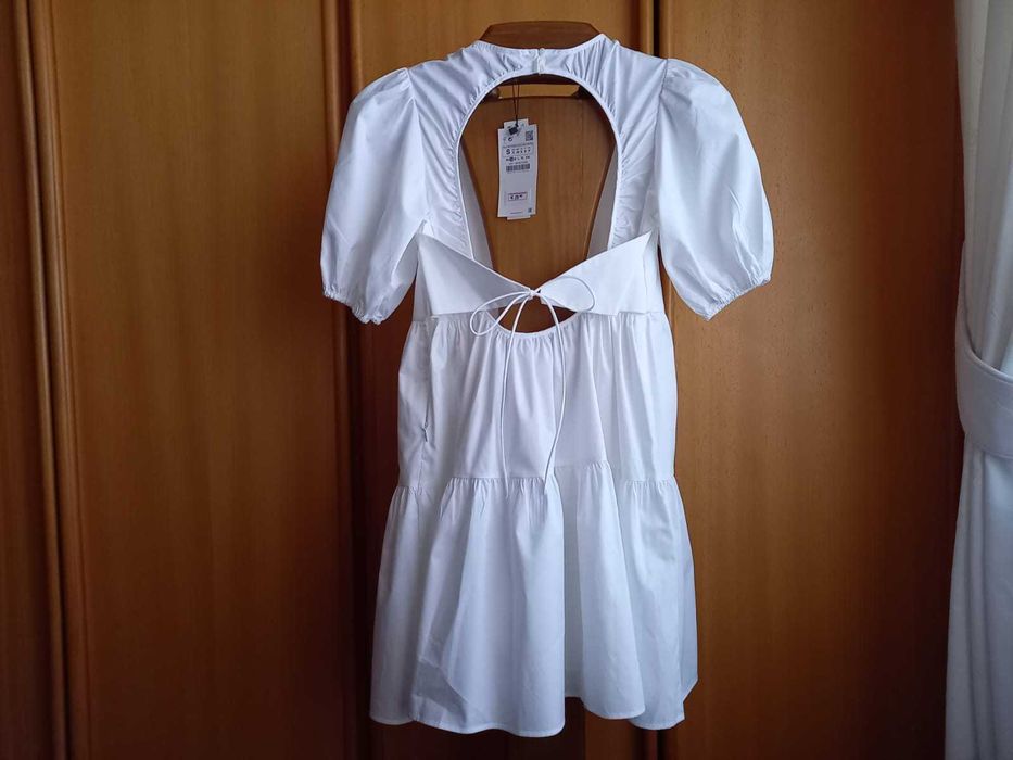 (NOVO C/ ETIQUETA, PORTES GRÁTIS) ZARA - Vestido Curto Costas (Branco)