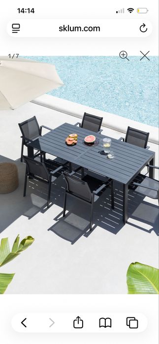Mesa Sklum de jardim retangular extensível em alumínio Starmi 180-240x100 cm (sem as cadeiras)