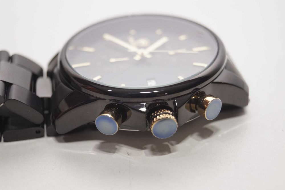 1077 Zegarek CHEETAH CH1604 męski czarny ze złotymi elementami bransoleta