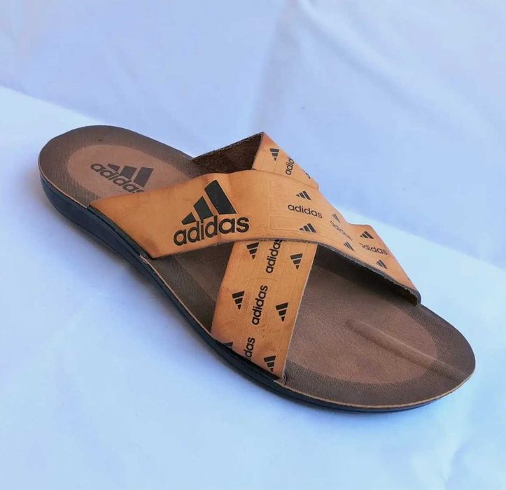 Мужские Шлёпанцы Тапочки Сланцы Рыжие Адидас