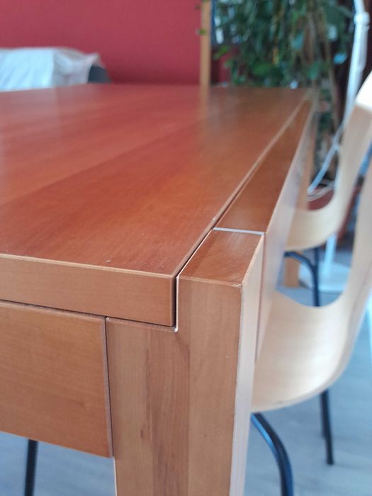 Mesa extensível para jantar ou reuniões, 1,60 × 0,90 m (fechada) e 2,60 × 0,90 m (aberta)