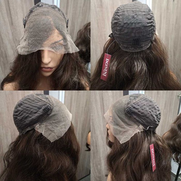 Ciemna, długa, kręcona peruka na koronkowej siatce Lace Front Wig