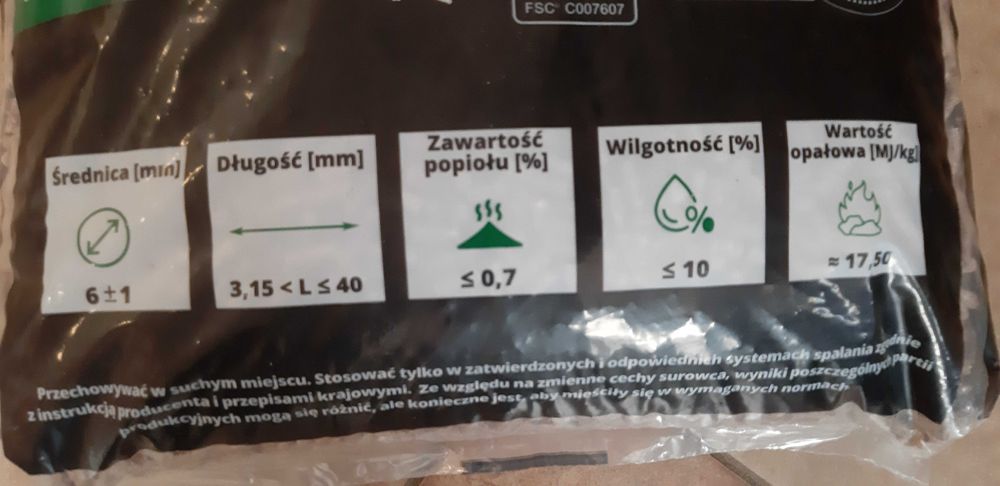 Pellet 6 mm dębowy 15.4kg worek