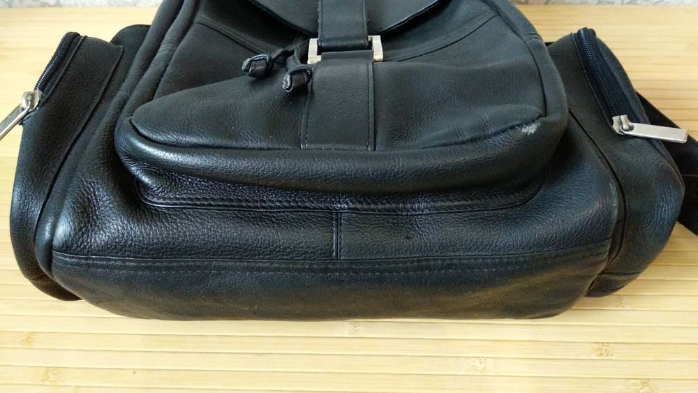 Рюкзак школа прогулка черный натур кожа