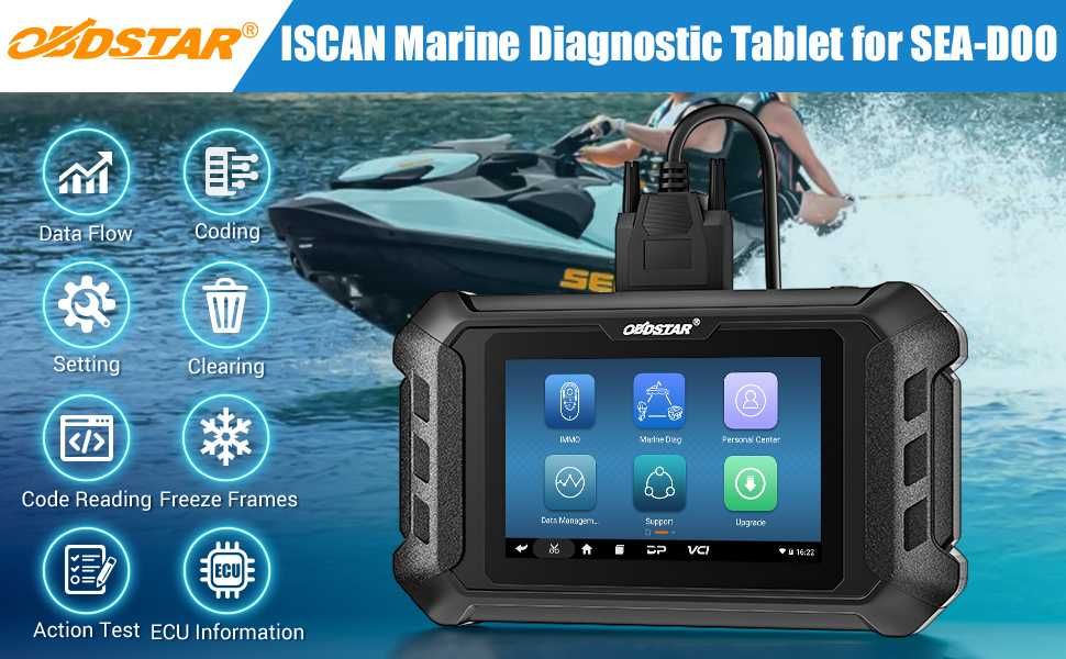 Máq. Diagnostico Mota Água BPR/ SEA-DOO OBDSTAR  em Português 5 polg