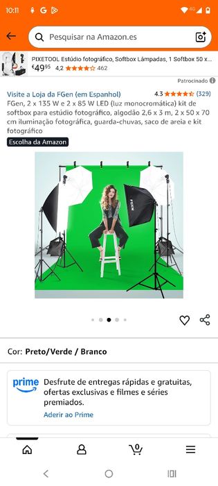 Kit de iluminação fotografica com diversos fundos