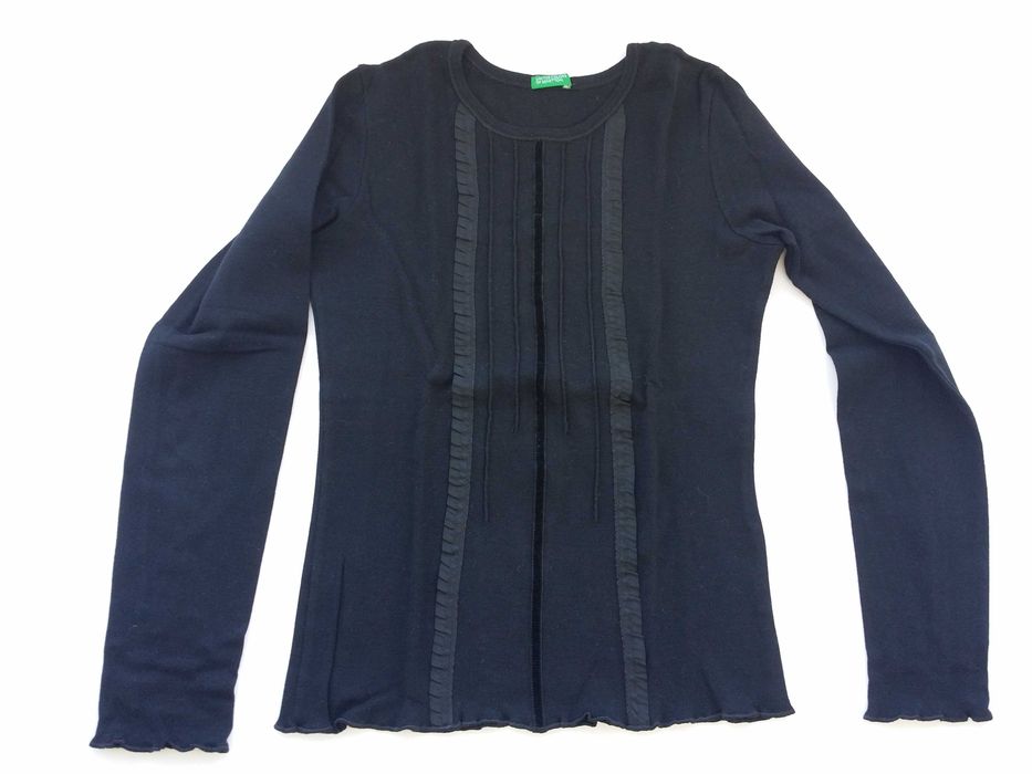 Blusa top manga comprida preta benetton S