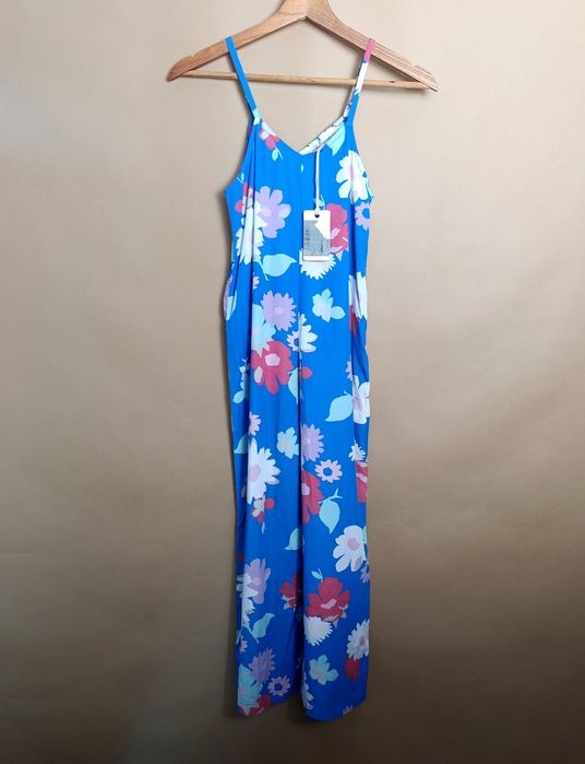 pepe jeans nowy kombinezon w kwiaty niebieski xs s wiskoza