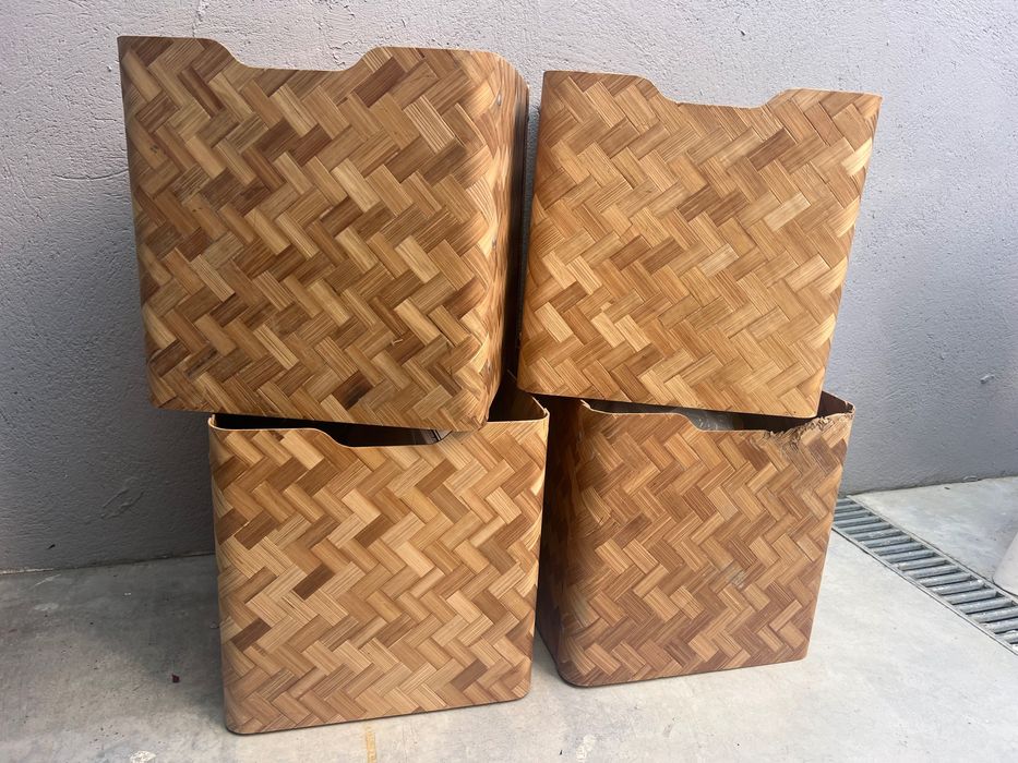 Conjunto 4 caixas bambu IKEA