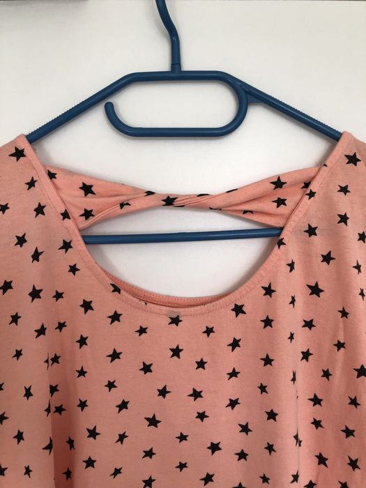 Bluzka krótka T-shirt w gwiazdki różowa S