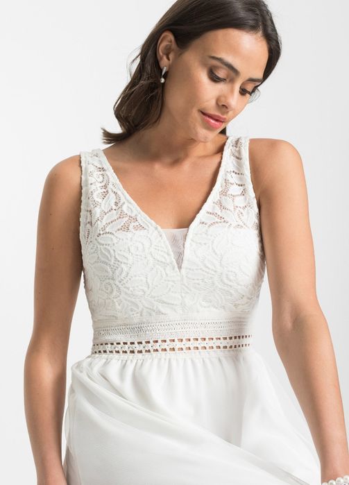 Nowa suknia ślubna śmietankowa 36 38 tiul koronka cywilny poprawiny