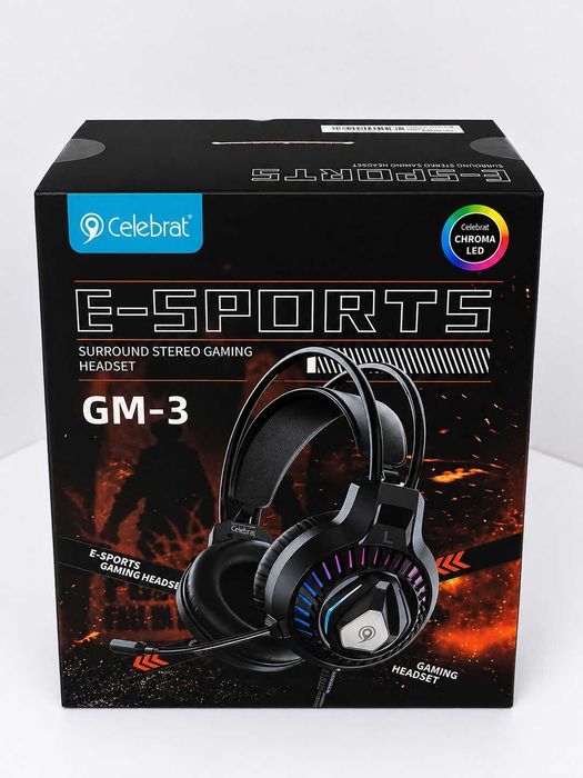 Celebrat GM-3 E-Sports — Headset Gaming Surround Stereo, RGB Chroma LED, Microfone | Novo | Garantia