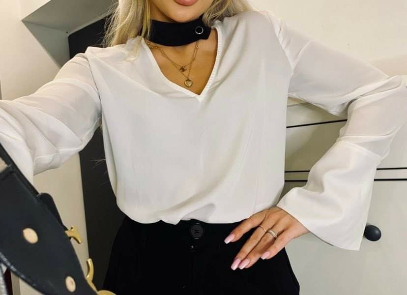 Biała bluzka z obrożą M i L