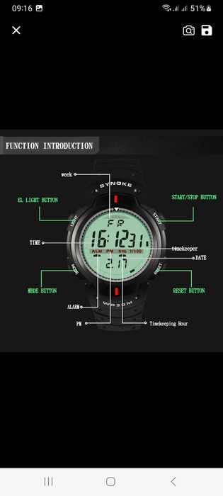 Zegarek sportowy wodoodporny