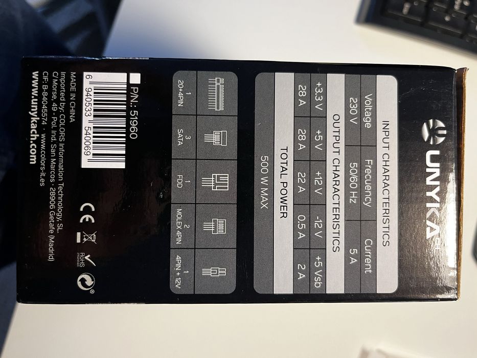 Fonte de Alimentação UNIKAch 500W Nova