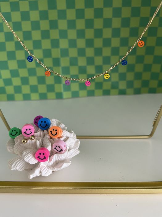 Colar SMILE e brincos aço inoxidável NOVO