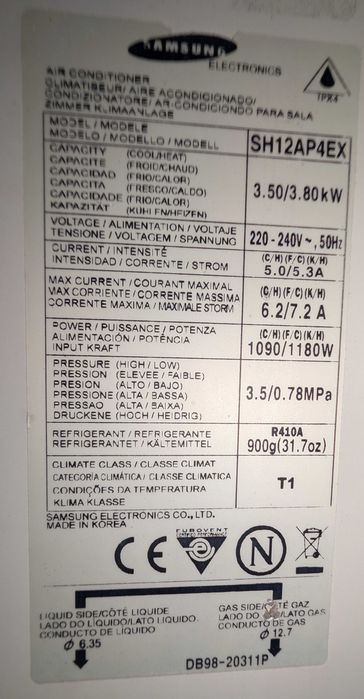 Ar Condicionado Samsung 12000 BTUs (Para Peças / Placa Avariada)