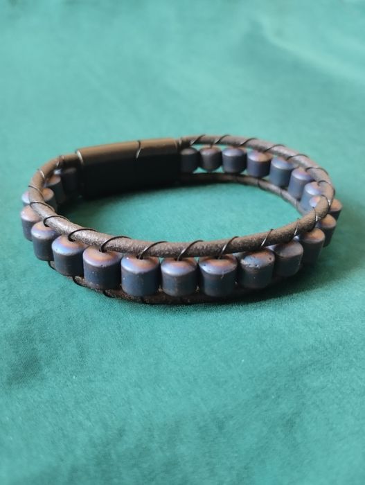 Bransoletka unisex z Egiptu czarno niebieska męska damska z koralikami