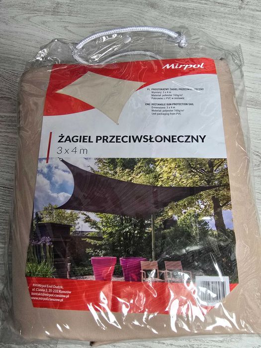 Żagiel przeciwsłoneczny ogrodowy 3 x 4 m
