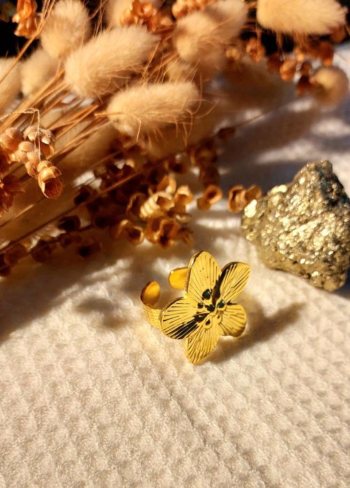 Anel aço inoxidável dourado