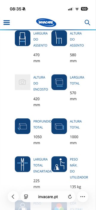 Cadeira banho/wc invacare H263 Lima