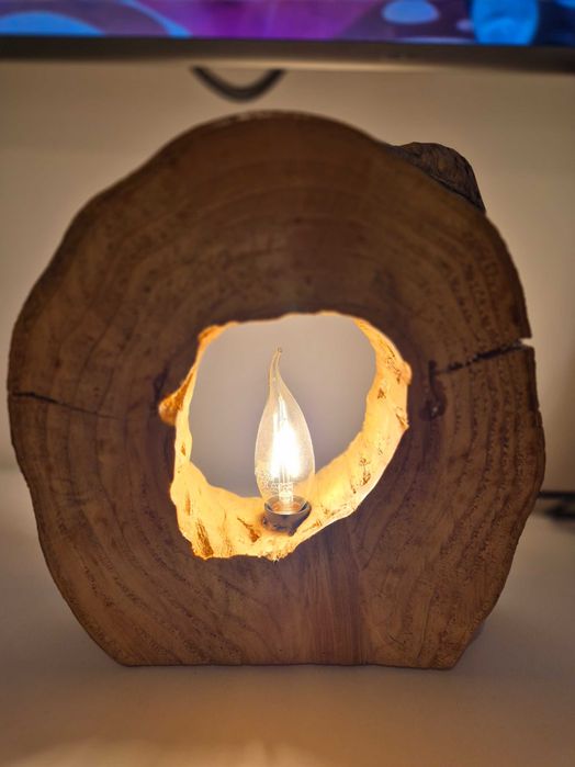 Lampka nocna drewniana handmade