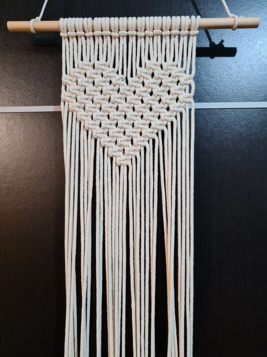 Painel coração em macramé