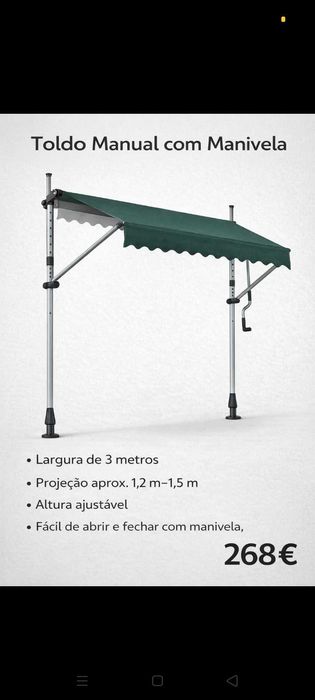 Toldo Ajustável 268€. Oportunidade