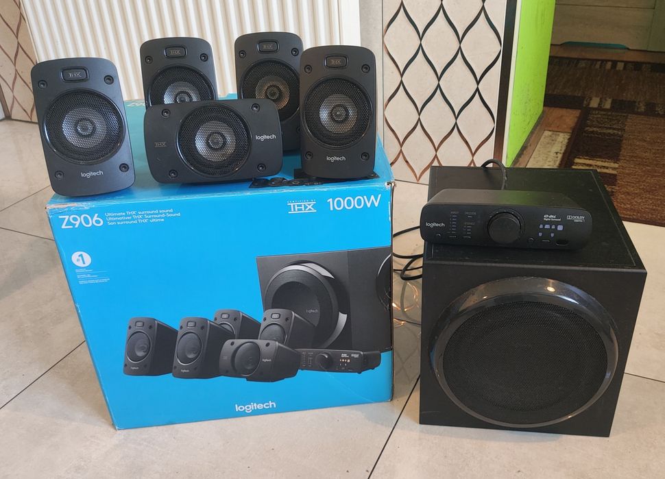 Zestaw kina domowego Logitech Z906 THX – Stan idealny + Kable OFC Bitner
