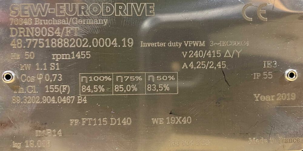 silnik elektryczny 1,1kW 1455obr. 3fazowy SEW IE3