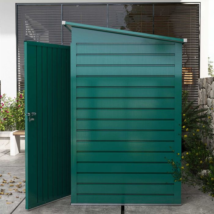 Abrigo de Jardim em Aço 249x121x166/183 cm – Porta Dupla e Ventilação
