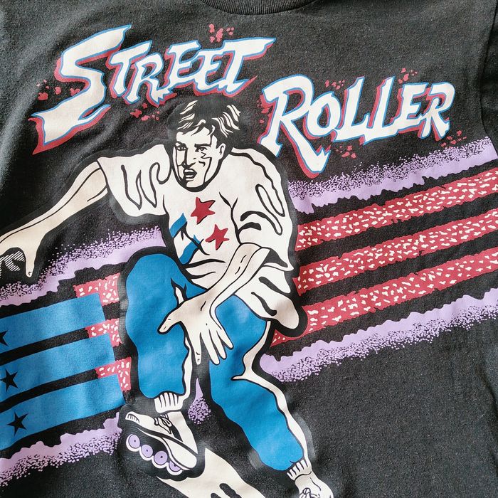Czarny t-shirt Vintage Street Roller lata 90, Retro Skate Style
