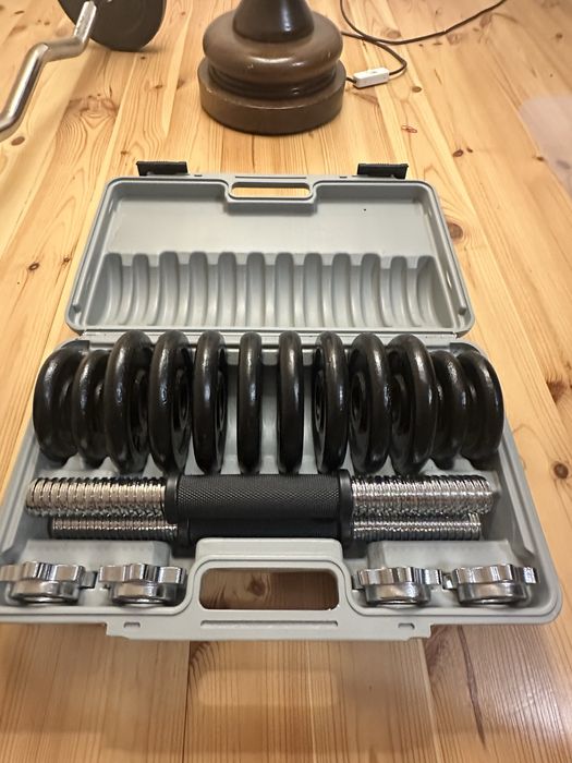 Zestaw hantli 15kg w walizce żeliwnych